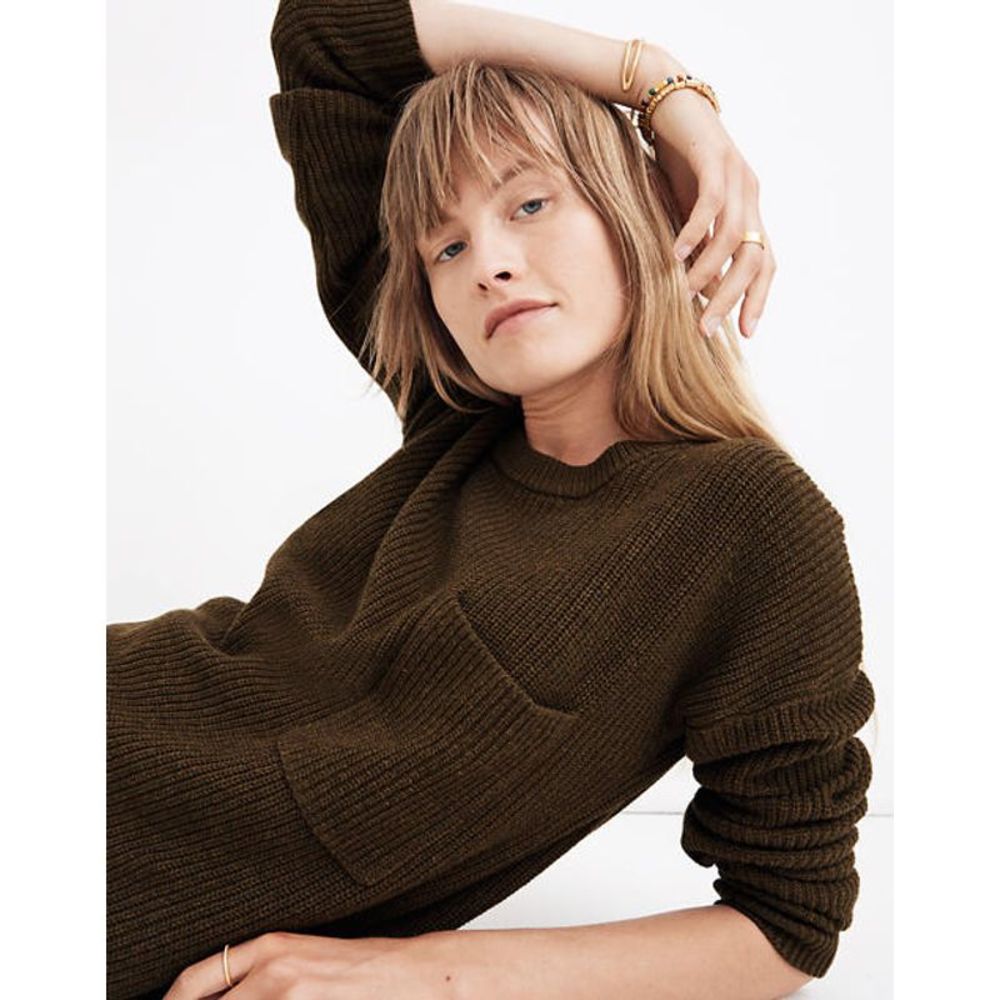 Madewell Sweater Thompson Pocket Boxy Pullover Elm - Picture 2 of 12